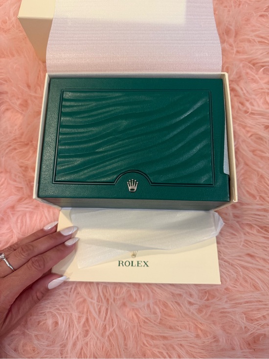 Rolex Accessories - Rolex Dark Green Textured Wave Box with Gold Emblem